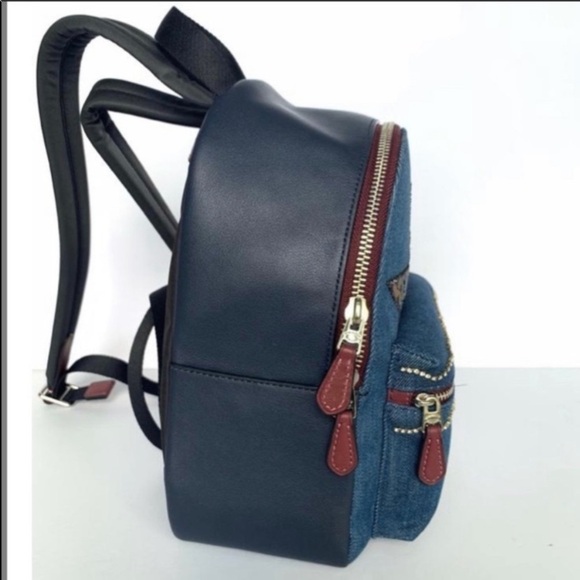 COACH MINI CHARLIE Denim Leather BACKPACK W/ STAR PATCHWORK Rare main image 7